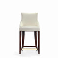 Manhattan Comfort Shubert Counter Stool with Backseat | Upholstered Leatherette, Beech Wood Legs | Perfect Bar Stool for Bar and Kitchen | Commercial Grade | Fully Assembled, Set of 1, Ivory
