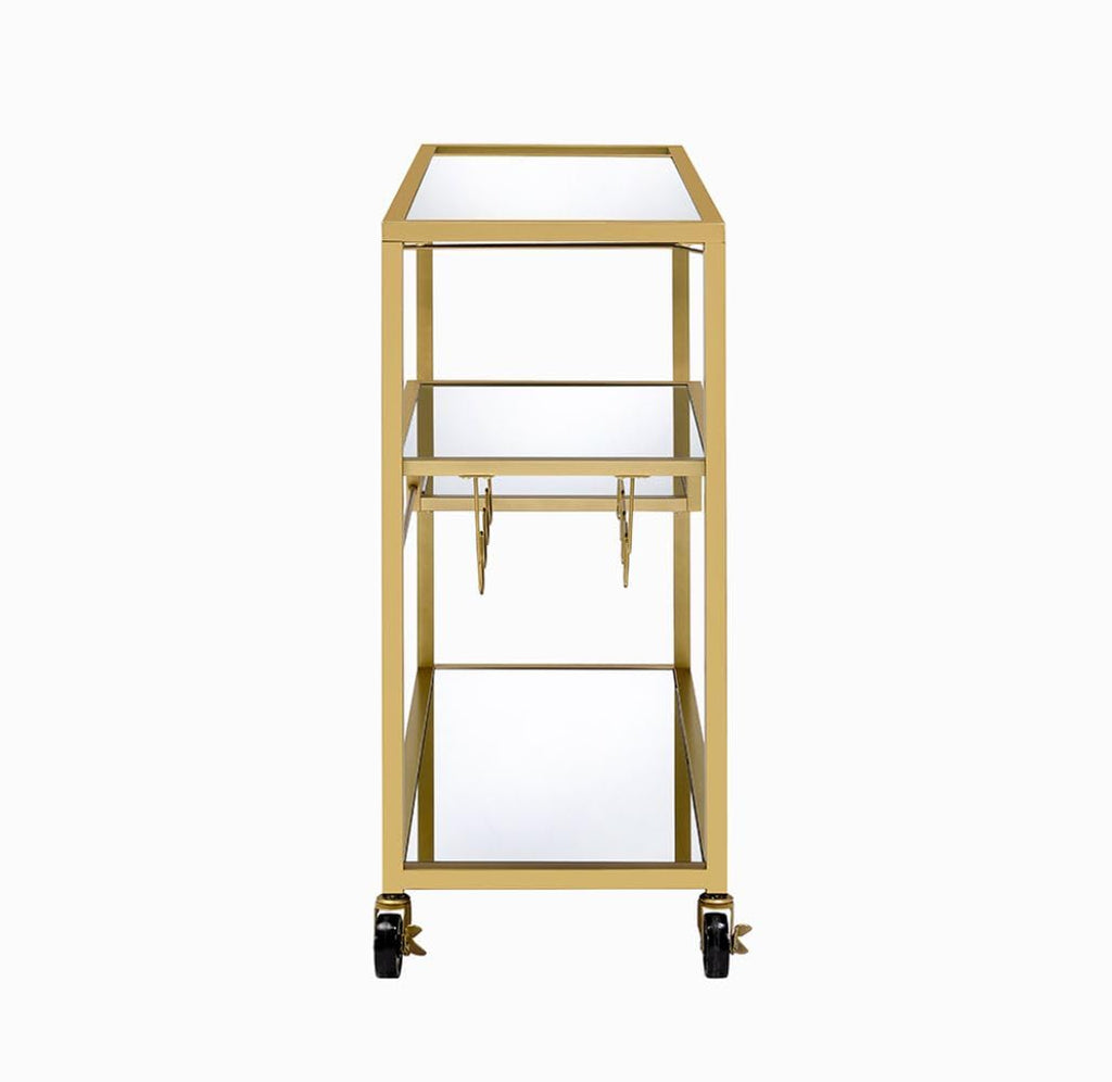 GOWE Adamsen Mirrored & Champagne Finish Serving Cart