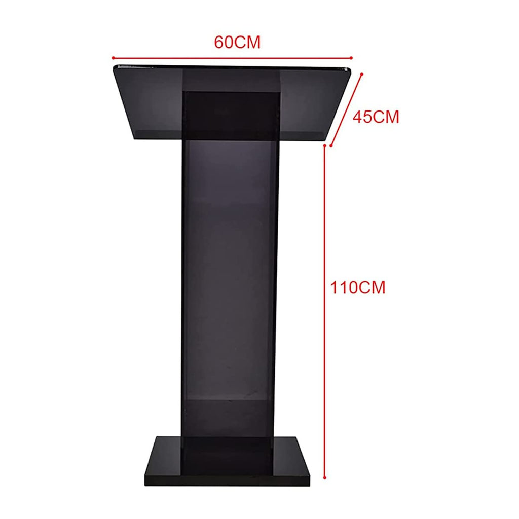 FAiruo Podium Acrylic Lectern Pulpit Media Podium Table Black Transparent Podium for, Church, Award Ceremony, Party Stage