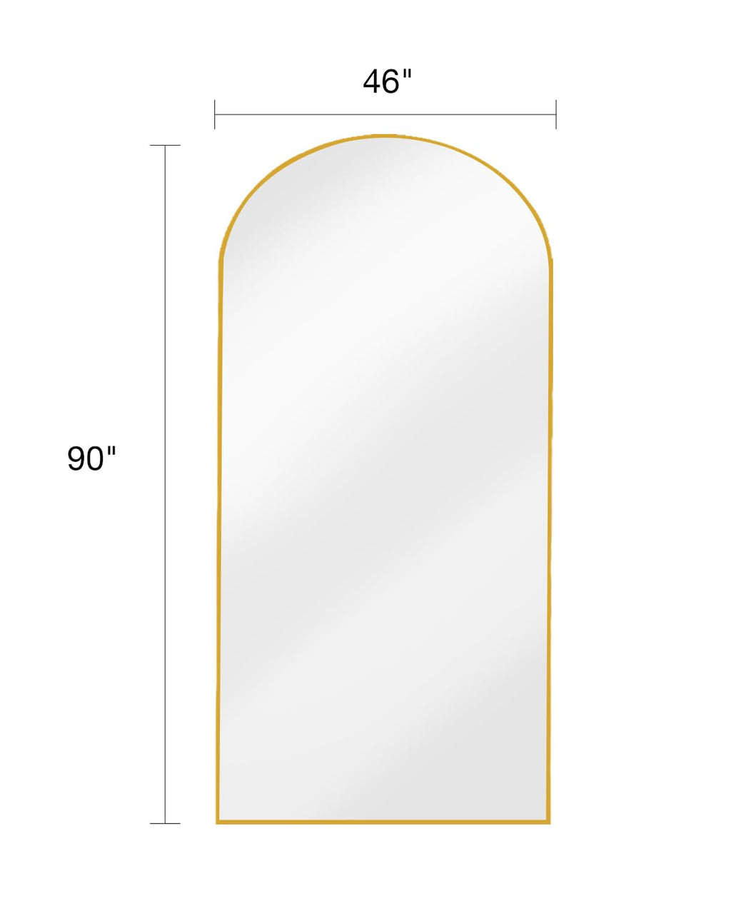 DYNWELL Arched Full Length Mirror, Floor Mirror with Stand, 90"x46" Large, Oversize, Gold