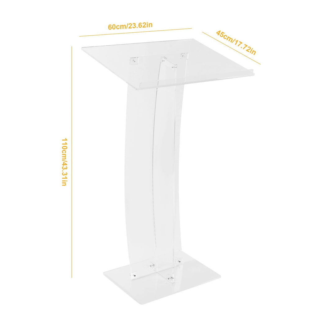 Generic 43.31 Inch Acrylic Clear Stand Up Church Pulpit Transparent Churches Lecterns Presentation Podiums for Classroom/Wedding/Conference/Lecture/Concert