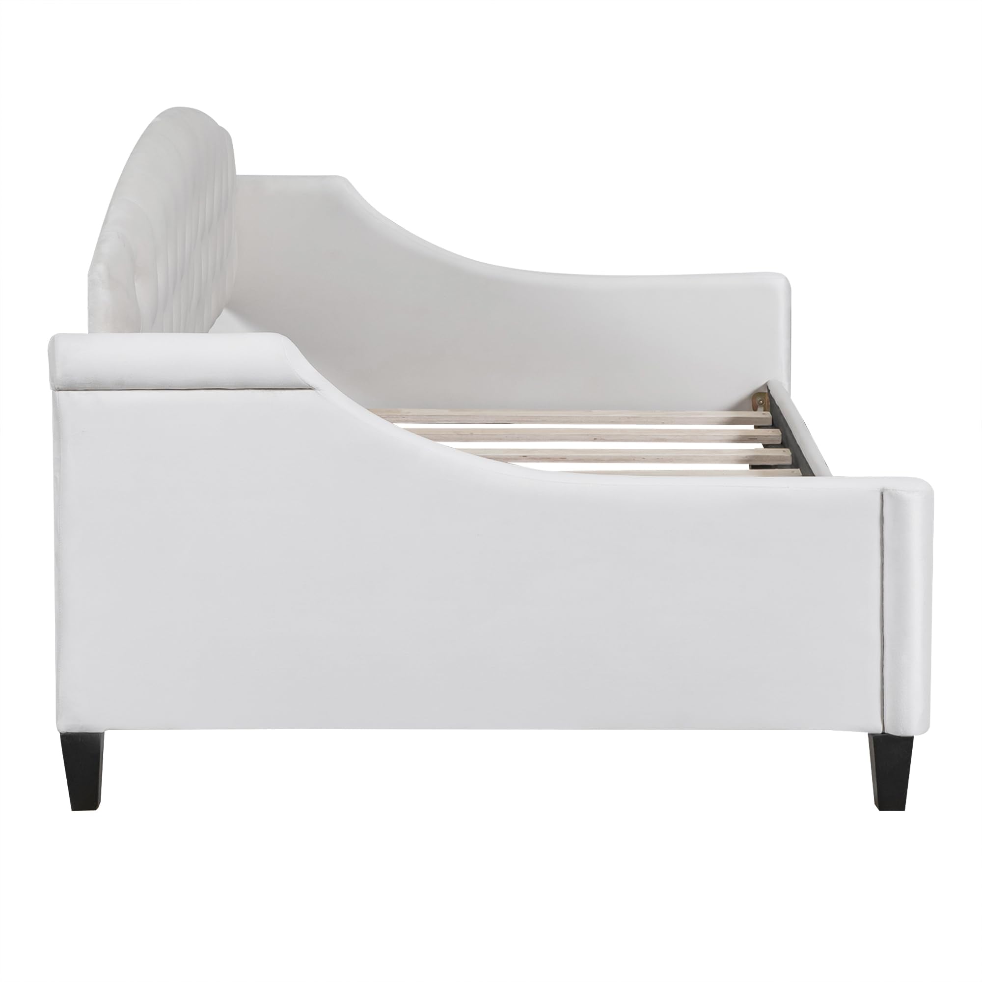 Merax Twin Size Modern Luxury Tufted Button Daybed, Upholstered Twin Daybed Frame, Sofa Bed for Bedroom, Living Room, Twin, Beige