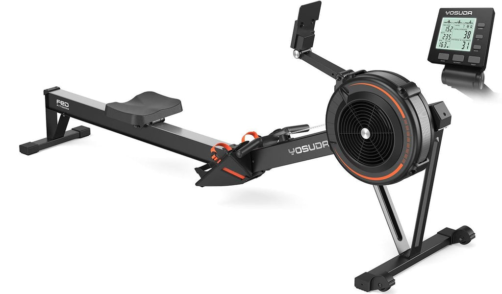 YOSUDA R2 Rowing Machine for Home, Professional Adjustable Air Resistance Rower Machines with Self-Powered Monitor, 53.7'' Row Rail, Ergonomic Comfort Seat, Easy Storage