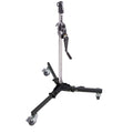 Kupo 2-Section Low Base Wind-Up Stand, Heavy Duty Crank Lift Studio Stand with Auto Self-Lock Gear Column, 1-1/8" Junior Receiver, Low Base with Braked Wheels, Max Height 7.2' - Silver (KS301812)