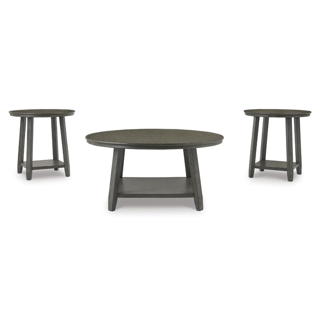 Signature Design by Ashley Caitbrook Neutral 3 Piece Table Set with Coffee & 2 End Tables, Grayish Brown