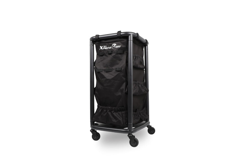 Multipurpose Rolling Janitorial Cart – Ideal for Garage Organization, Car Detailing, Laundry Room/Home Cleaning – Compact Utility Cart on Wheels w/Steel Frame, Organizer & Black Bag – Matte Black