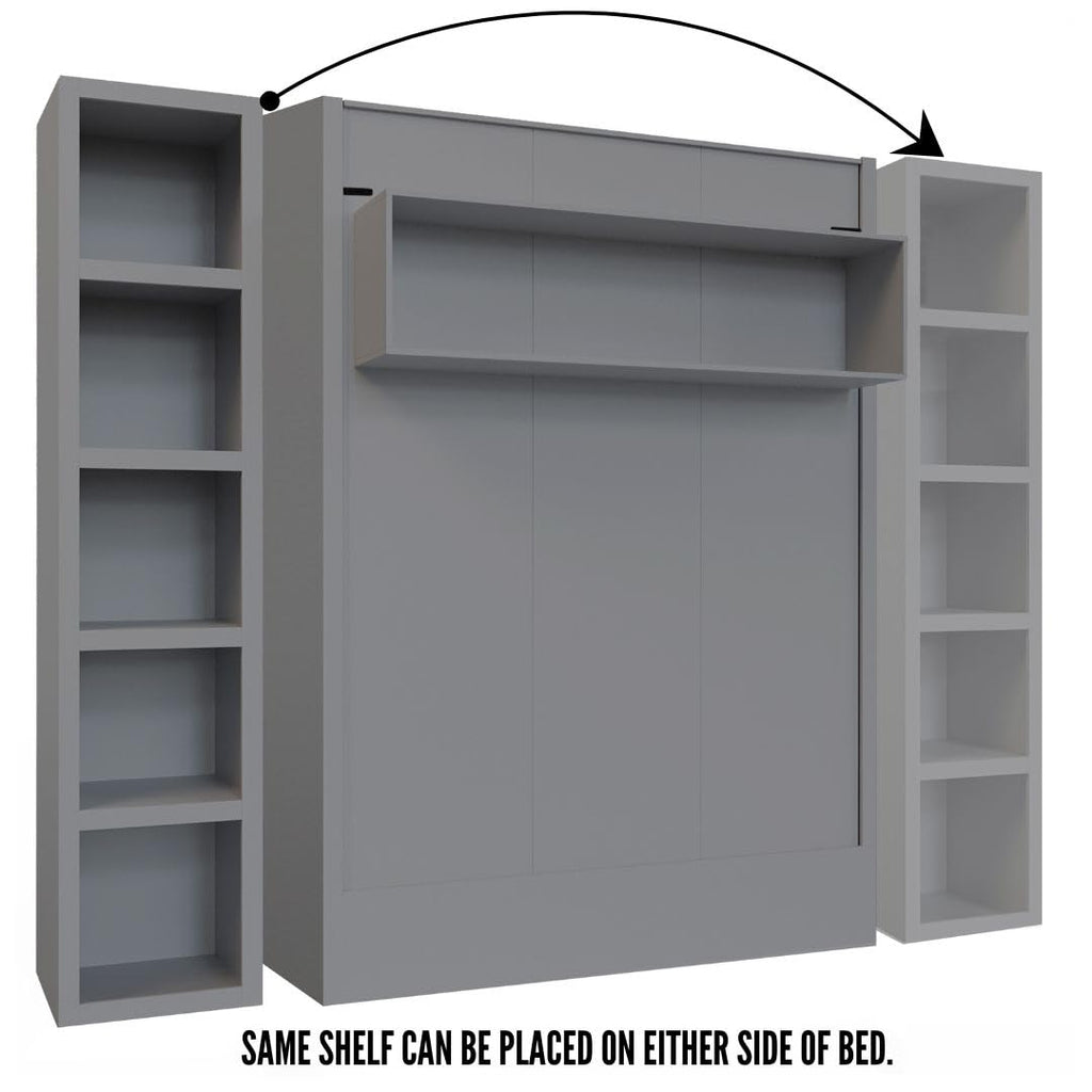 Oakland Living Easy-Lift Queen Murphy Wall Bed in Grey with Bookshelf