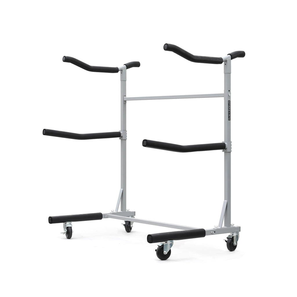 SPAREHAND Freestanding Triple Storage Rack - Heavy Duty G-C4 Caster Wheels with W/Brake - Tri-Level Rack System for 3 Kayaks, SUPs, Canoes, & Paddleboards - Suitable for Indoor & Outdoor