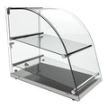 Pemberly Row 2-Tier Glass Bakery Display Case, Stainless Steel Base, Clear Tempered Glass, 20.4"H x 13.7"W x 23.6"D, Countertop Pastry Display for Muffins, Cookies, Donuts, Coffee Shop or Bakery Use