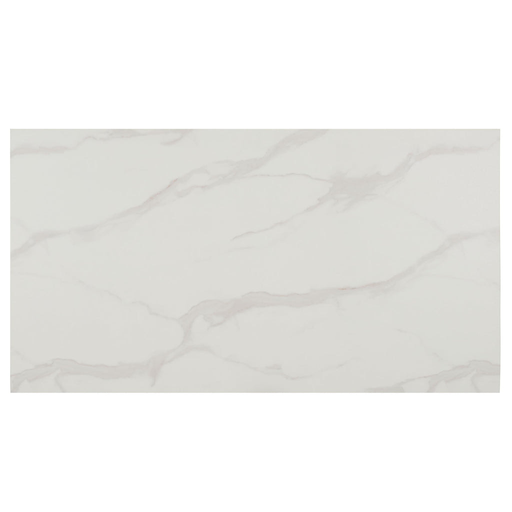 SAFAVIEH Home Collection - Aurelian White Faux Marble Rectangular Coffee Table with Lower Wood Shelf, Modern Design (COF7016A)