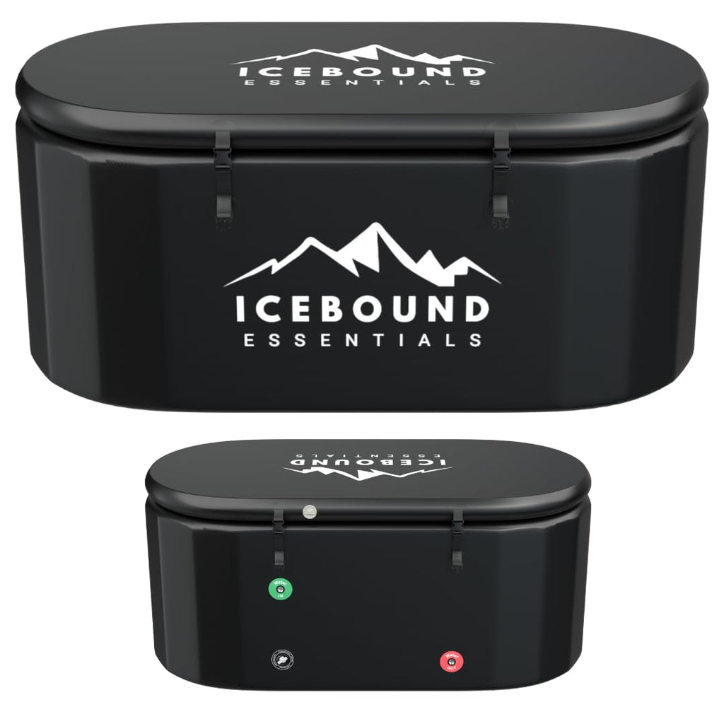 Icebound Essentials Inflatable Cold Plunge Tub - XL, Black - 150 Gallon Ice Bath - Chiller Compatible – Inflatable