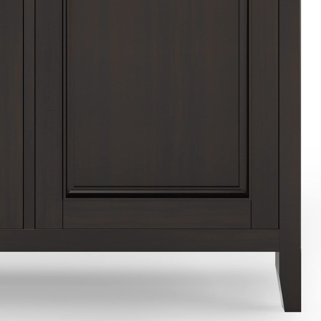 SIMPLIHOME Amherst 60-inch Wide Solid Wood 3-Door Storage Cabinet in Hickory Brown, Transitional-Style Buffet Sideboard for Living Room, Dining Room or Entryway