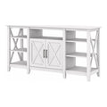 Bush Home Key West Tall TV Stand for 65 Inch TV in Pure White Oak, Farmhouse Entertainment Center with Storage
