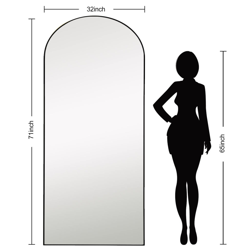 PexFix Full Length Mirror, 71''x31''Black Arched Mirror Large Floor Mirror Standing Leaning Hanging [71''x32''-Black]