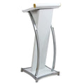 WZYPZFCL Podium, White Metal Lectern Podium Stand, Adjustable Church Pulpit for Classroom & Office, Slanted Top Shelf Reading Desk, Ideal for Stage & Studio Presentations