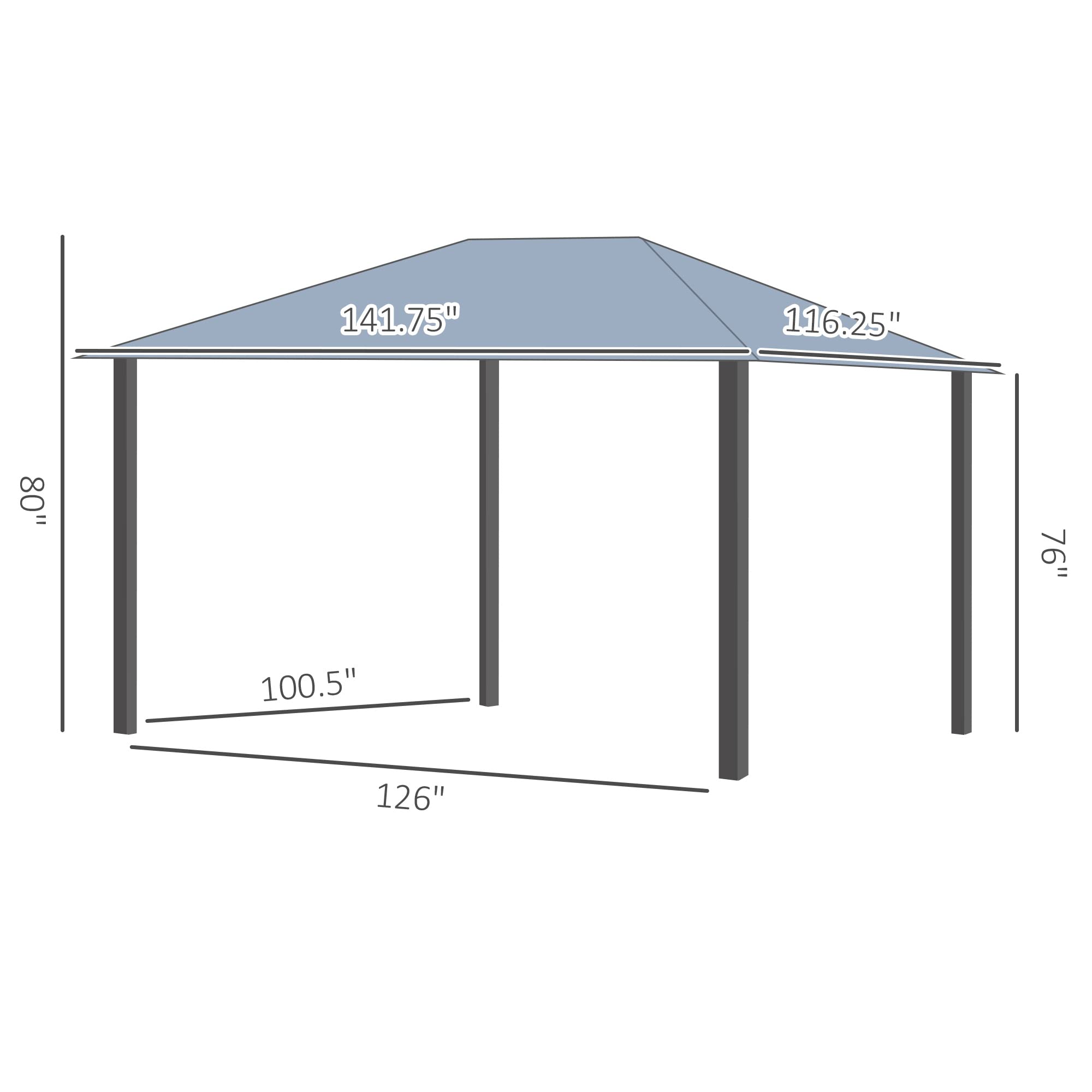 GOWE 10' x 12' Hardtop Gazebo Canopy with Polycarbonate Roof, Top Vent and Aluminum Frame, Permanent Pavilion Outdoor Gazebo with Netting, for Patio, Garden, Backyard, Deck, Lawn