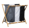 PXIWDAN Laundry Basket Bamboo Laundry Hamper 3 Section Felt Compartment Sorter Bag Basket Removable Clothes Wooden Clothes Hamper
