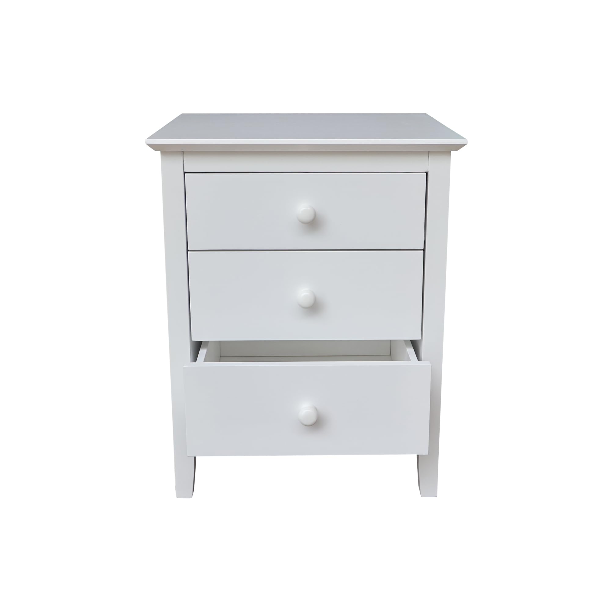 International Concepts Solid Wood Bedroom Nightstand with 3 Drawers in White