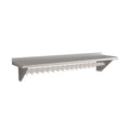 Krollen Industrial 15" x 60" Stainless Steel Wall Mounted Pot Rack with Shelf and 18 Galvanized Hooks