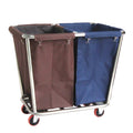 Laundry Trolley with 2 Section Sorter Cart on Wheels for Bathroom Bedroom Storage, Commercial Hotel Linen Hamper