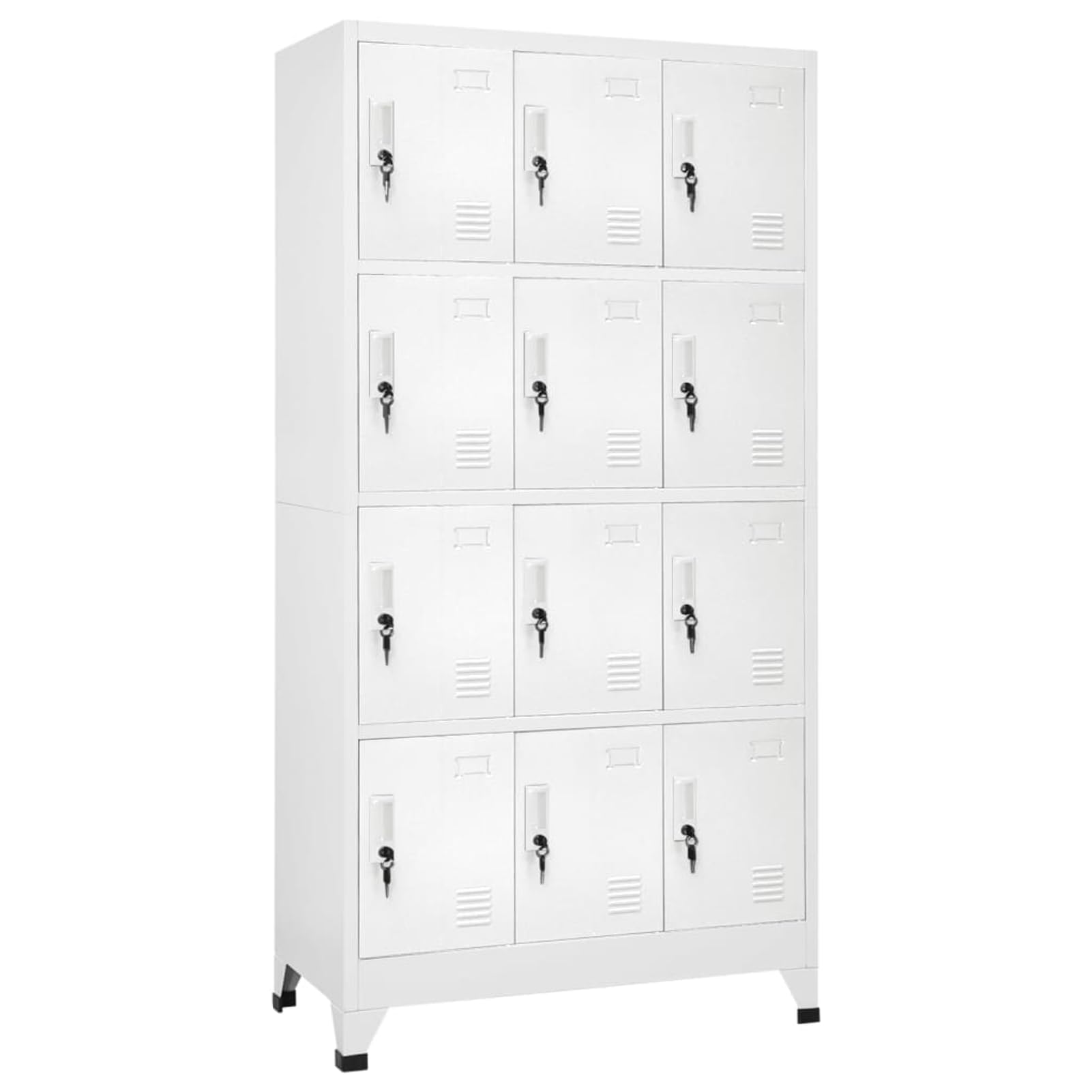 Gecheer Steel Locker Cabinet with 12 Compartments and Lockable Doors, Industrial Design, Easy Assembly, Grey 90 x 45 x 180 cm for Fitness Centers