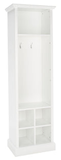 SAFAVIEH Home Collection Surrey Farmhouse Antique White 6-Shelf 2-Hook Bottom Storage Hall Tree (Fully Assembled)
