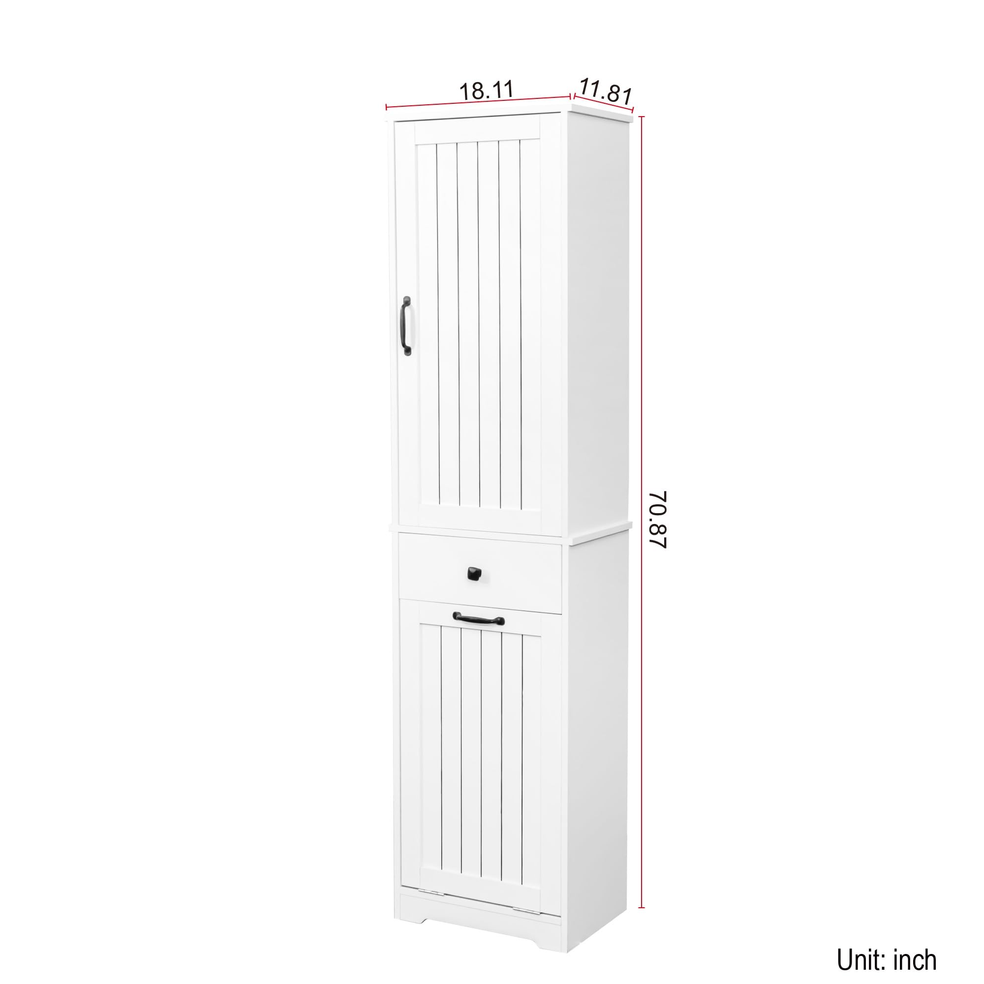 Laundry Cabinet with1 Storage Cabinet and 1 Drawer – White, Space-Saving Organization Solution for Easy Laundry Management