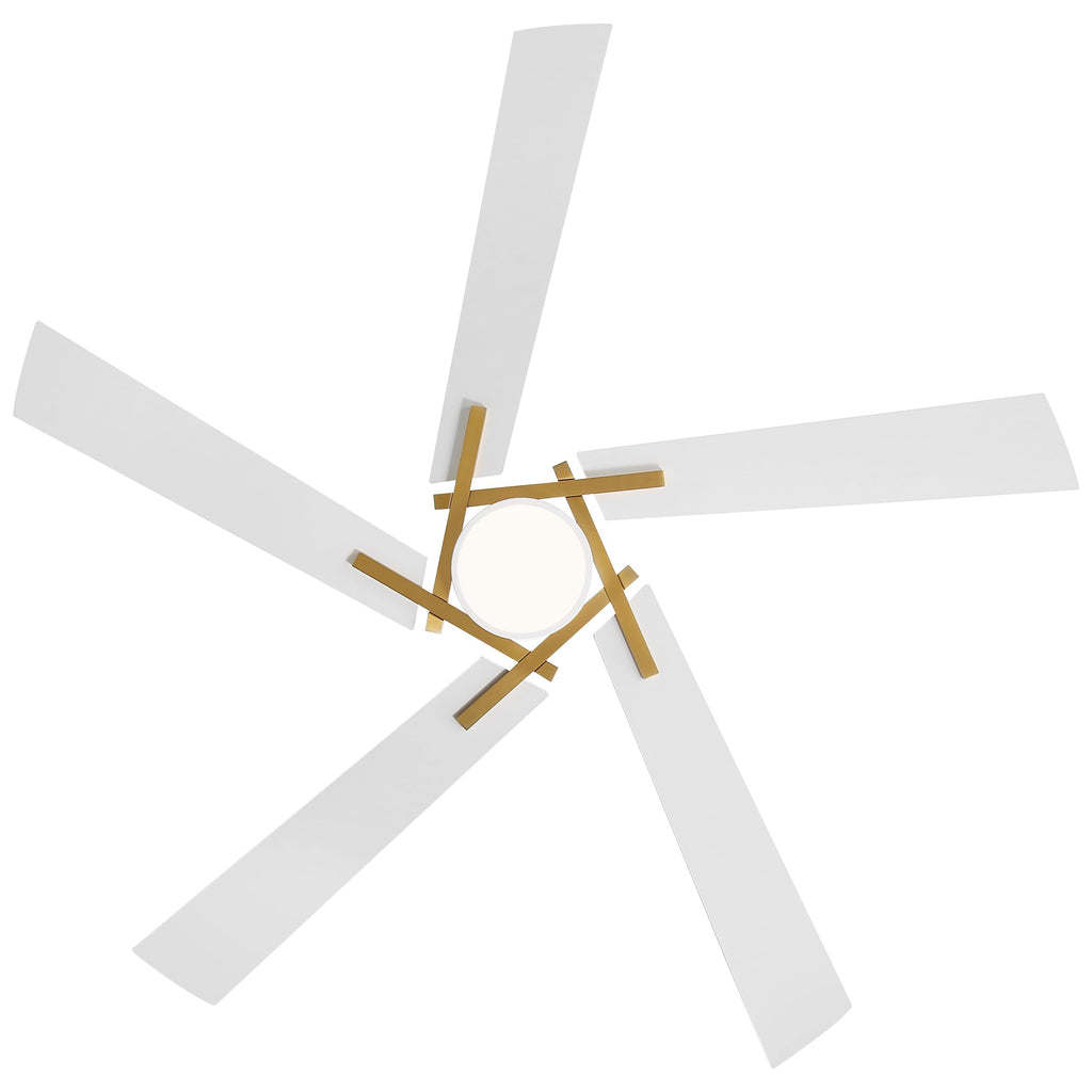 WINGBO 64 Inch Ceiling Fan with Light and Remote, 5 Plywood Blades, 6-Speed Reversible DC Motor, Dimmable, 3CCT, Modern Ceiling Fan for Bedroom Living Room Kitchen, Gold and White