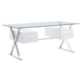 Modway EEI-6226-WHI Sector 71" Glass Top Glass Office Desk, White