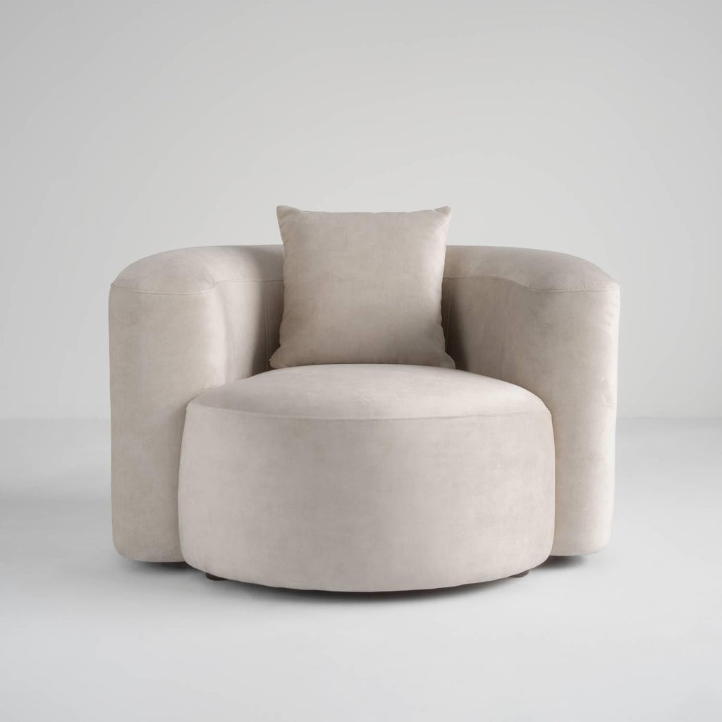 Acanva Luxury Modern Tight Curved Back Velvet Sofa, Minimalist Style Comfy Couch for Living Room Apartment Reception Space, Cream Single Chair Set of 2