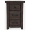 Jofran Madison County Reclaimed Pine Station USB Charging End Table Nightstand, Barnwood Brown