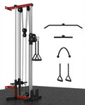 Wall Mount Cable Machine, Dual Pulley Cable Crossover & LAT Pulldown System for Home Gym with 19 Adjustable Positions, Tricep Rope, LAT Bar & Footboard, Space-Saving Garage Fitness Equipment