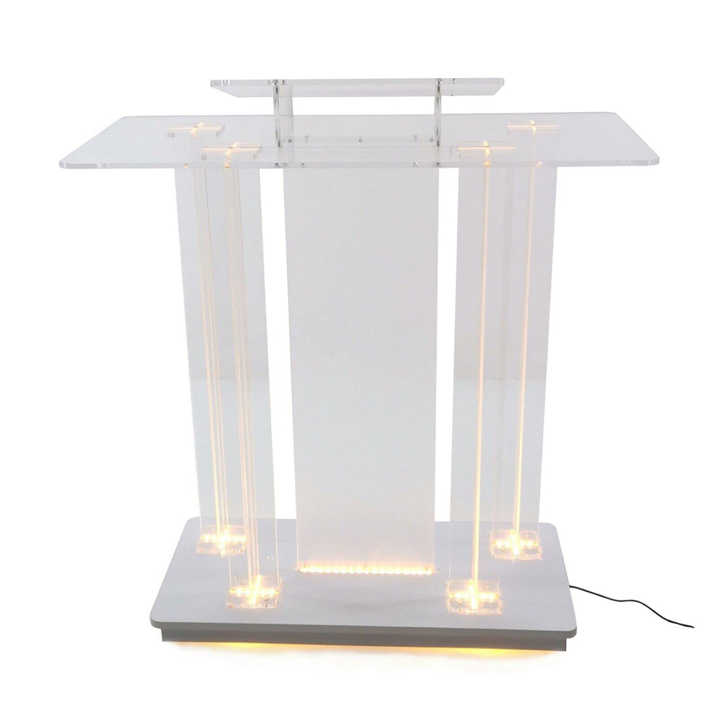 LaseVe Podium Podium Acrylic Lectern Pulpit Large Rolling Luminous Lecture Stage Welcome Stage Reception Host Podium Conference Stage with Casters Luxury Reading Table,#1
