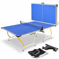 SereneLife Full Size Ping Pong Table, 9’ x 5’ Regulation Fold-Flat Table Tennis Table, Hinged Panels for SUV Transport and Easy Storage, Portable Space-Saving Design, Net & Post Set Included