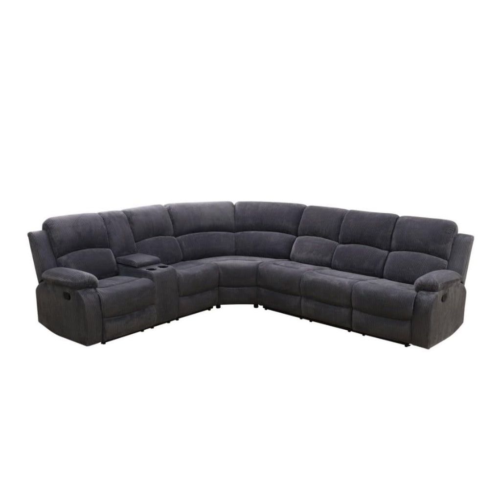UOCFYK Reclining Sectional Sofa Set, L Shaped Recliner Couch with Cup Holder and Storage Console for Home Theater & Living Room, Dark Gray