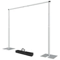 EMART Heavy Duty Backdrop Stand, 10x12Ft Adjustable Pipe and Drape kit with 9.26 LBS Steel Flat Base, Sturdy Metal Diy Photo Background Frame for Parties, Events, Wedding, Photography - Silver