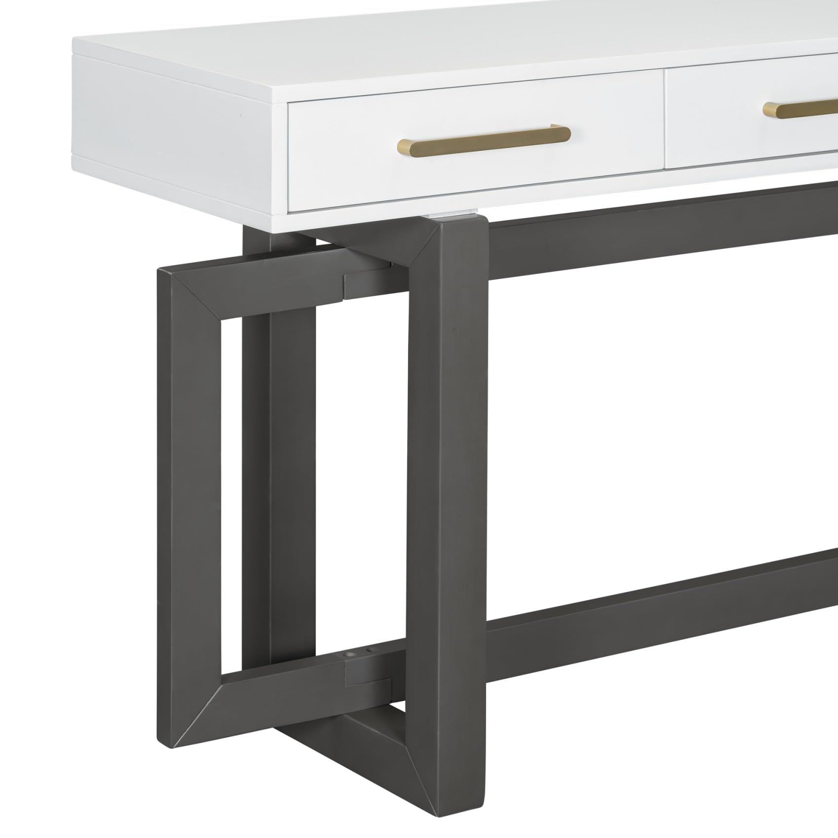 57” Console Sofa Table with 3 Storage Drawers, Modern Long Narrow Behind Couch Furniture for Living Room, Entryway, Foyer, Entrance, Hallway, Front Door, Corridor, Grey and White