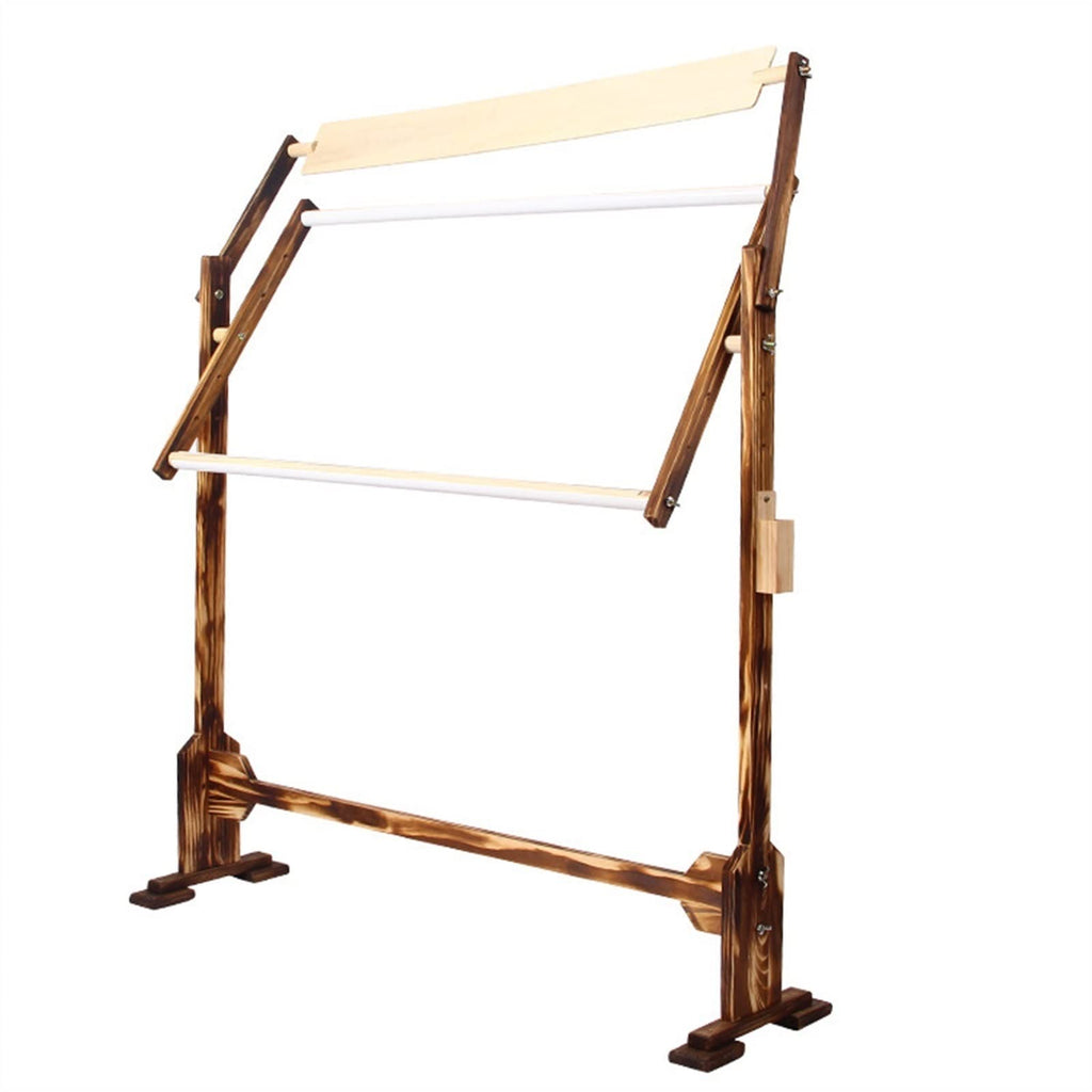 Adjustable Embroidery Hoop Stand Professional Embroidery Stand Cross Stitch Frame Floor Stand Wooden Embroidery Tapestry Hoops Frame Hands-Free Hand Quilting Frame for Cross Stitch Needlework