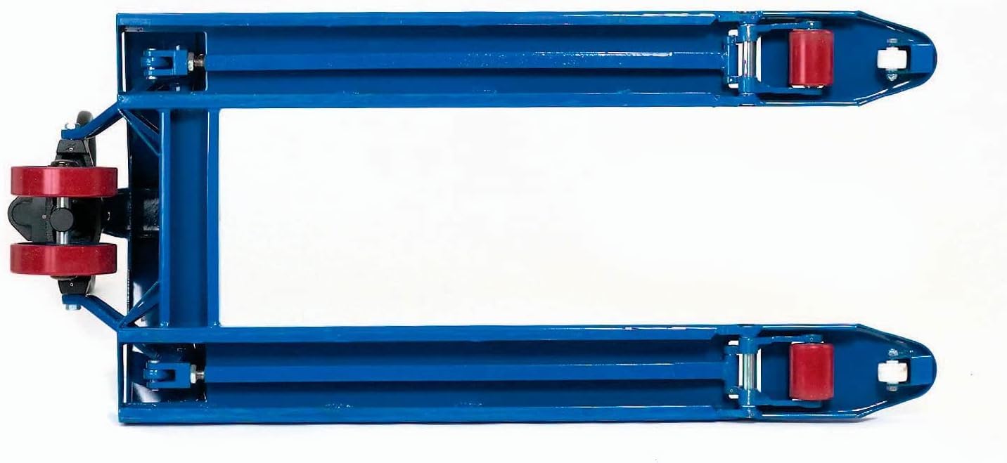 Global Industrial High Capacity Pallet Jack with 27" W x 48" L Forks, 6600 Lb. Capacity, Manual Duty Truck for Warehouse, Manufacturing and Retail, Blue Powder Coat Finish