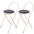 2-Pack Wrought Iron Durable Folding Chairs, Portable Party Event Chair, with Arch Handles(Black Color)
