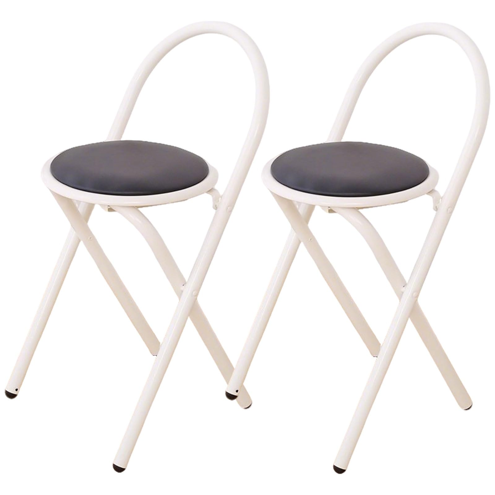 2-Pack Wrought Iron Durable Folding Chairs, Portable Party Event Chair, with Arch Handles(Black Color)