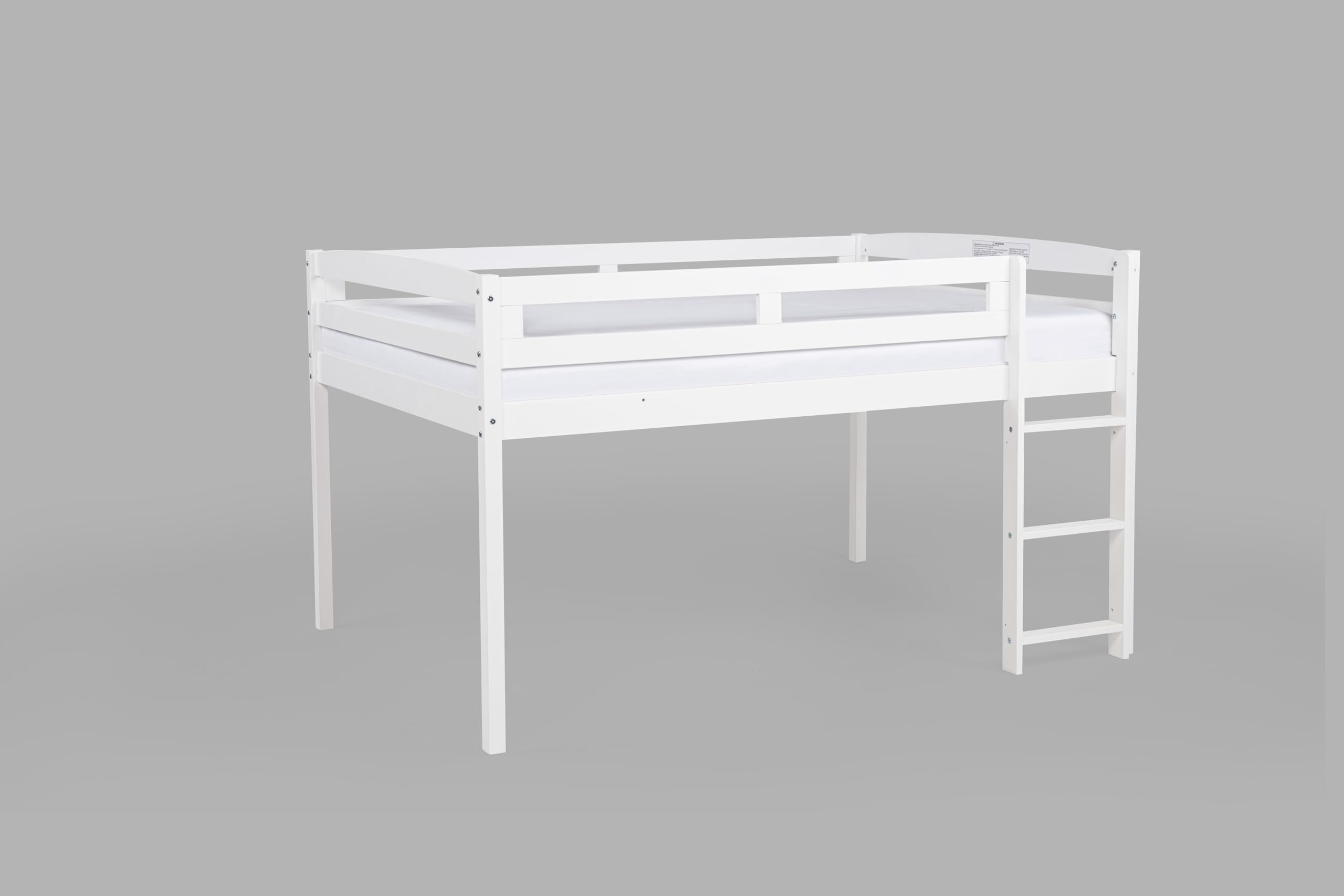 Tribeca Wood Low Loft Bed Frame / 14 Wood Slats Support/No Box Spring Necessary/Easy Assembly/Twin - White