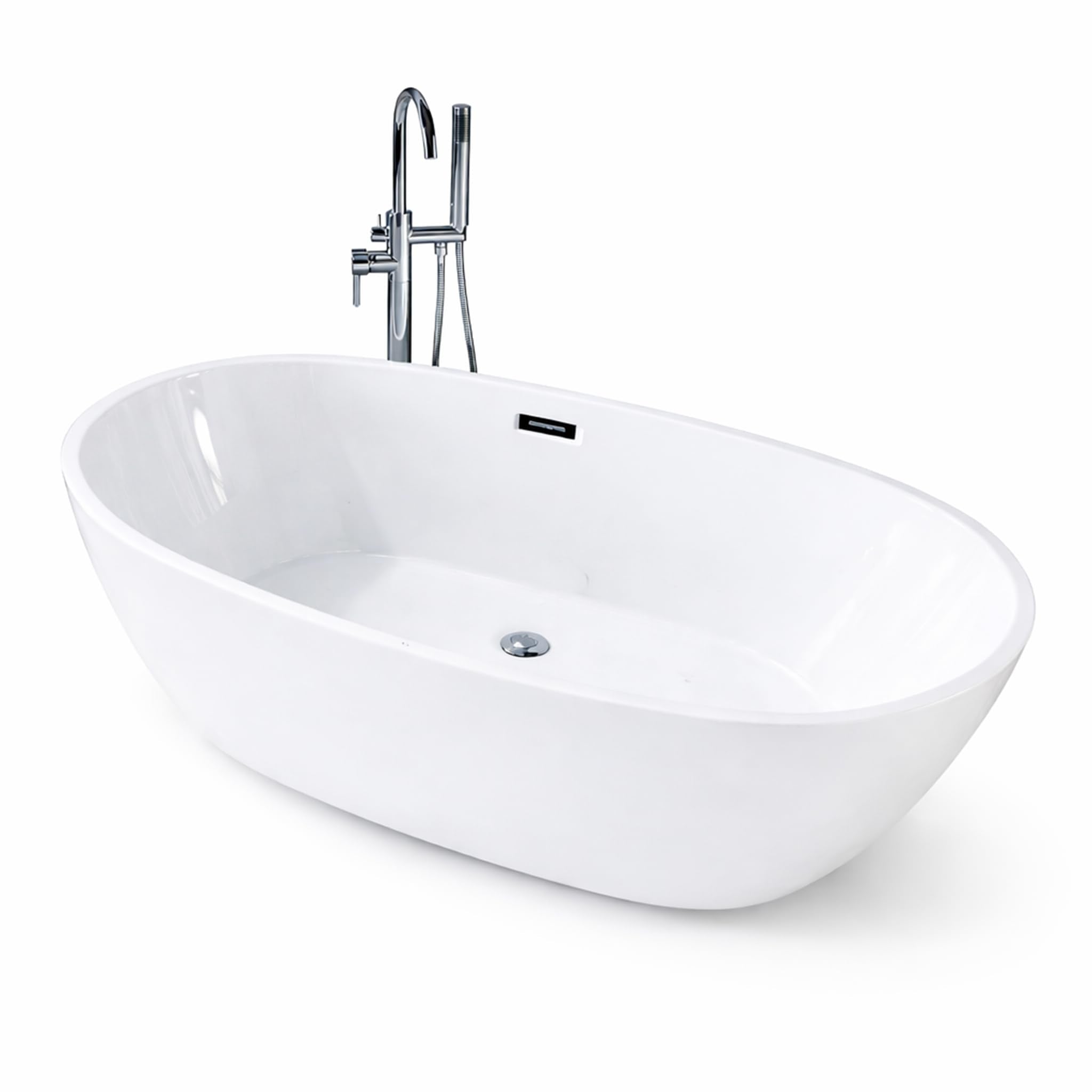 GarveeTech 67"Freestanding Bathtub, Acrylic Deep Soaking Tub, Non-Slip Acrylic Tub with Chrome Overflow and Drain, CUPC Certified, Ergonomic Modern Bath for Bathrooms, Easy-Install