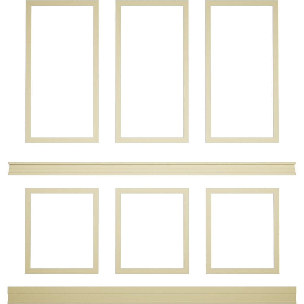 94 1/2"L (Adjustable 108"H to 132"H) Ashford Square Panel Stacked Wall Wainscot Paneling Kit