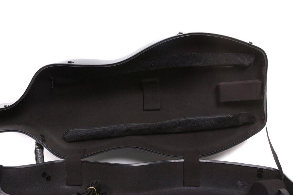 Hard Cello Case 4/4 Full Size Mixed Carbon Fiber Strong & Ultralight Cello Box with 2 Bow Holders & 2 Strong Handle & 2 Back Straps & Wheels Cello Bag (Black Braided Carbon Fiber)