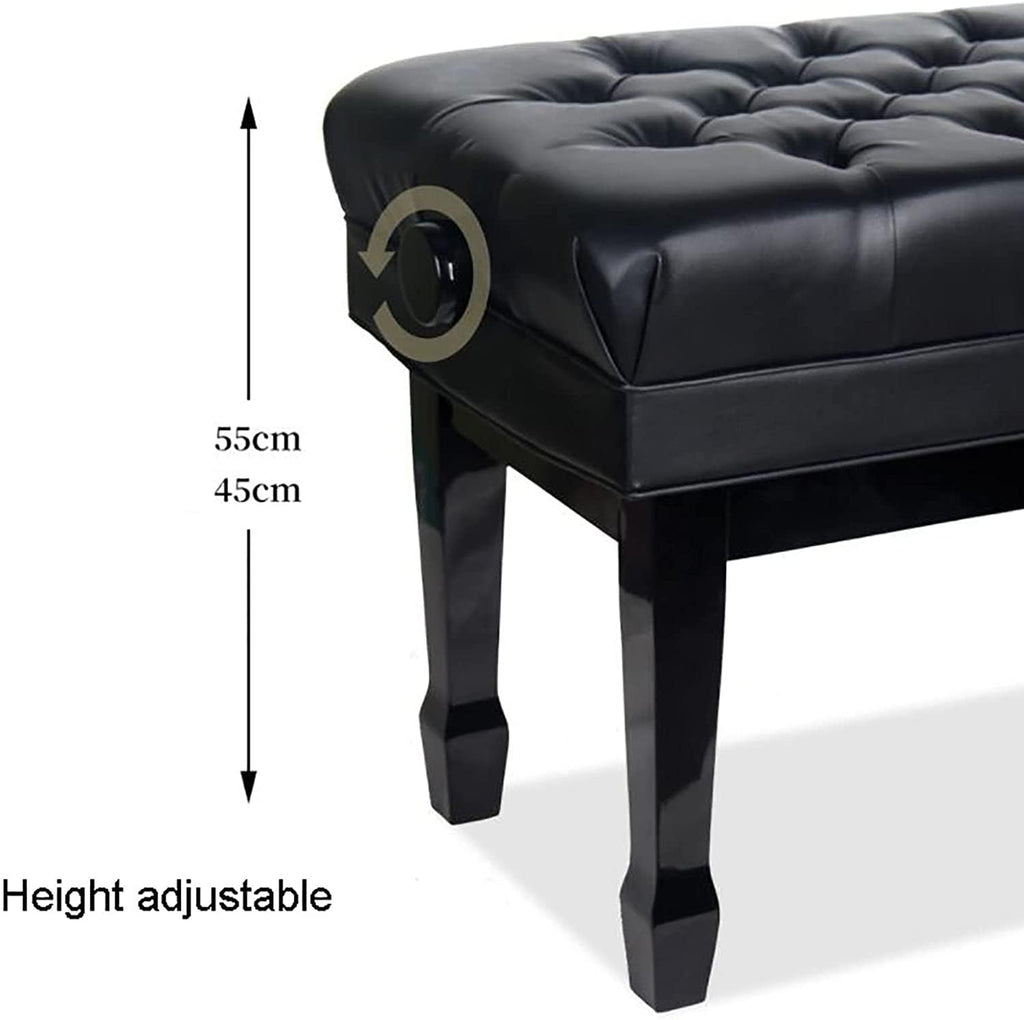 GAZOGJ Piano Stool Piano Bench Dressing Table Stool Luxury Leather Piano Stool Solid Wood Piano Bench with Large Storage Box, Adjustable Height, Comfortable and Ergono