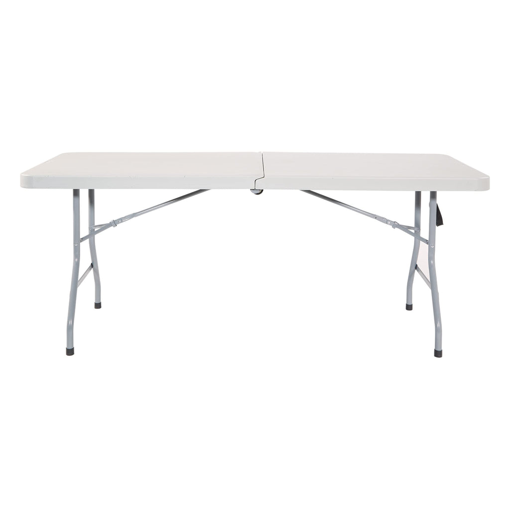 Office Star Resin 6 Foot Folding Bench and 6 Foot Resin Center-Folding Portable Table