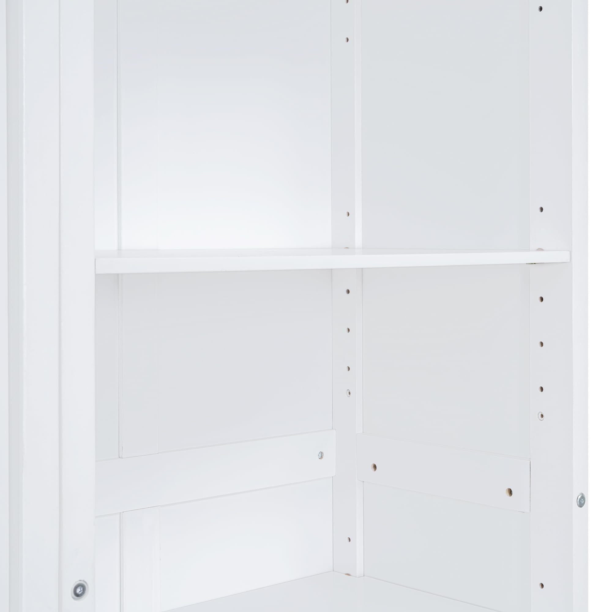 GDFStudio Veatch Wooden Frame Queen Size Bed, Queen Size Murphy Bed with Shelves, Folding Wall Beds with 5 Storage Cabinets, Space Saving, Folded into Cabinet for Guest Room Living Bedroom, White