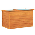 Drillkyn Brown Fir Wood Storage Box with Lid Roof Outdoor Chest for Backyard Patio Yard Storage 49.6 x 28.3 x 28.3 in Durable Outdoor Toy Bin Camping Storage Box