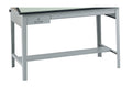 Pemberly Row Modern Drafting Table Base, Heavy-Gauge Steel Frame, Gray Finish, 35.5" H x 56.38" W x 30.5" D, Tilt Function Up to 50 Degrees, Locking Tool & Reference Drawers, Office Use